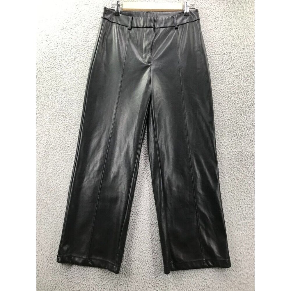 7 FOR ALL MANKIND Womens Size MEDIUM Faux Leather Black High‎ Rise Cropped Pants